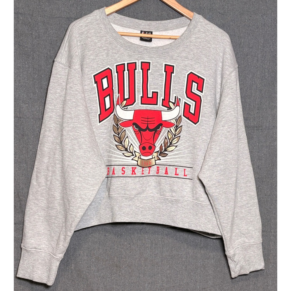 NBA Ultra Game Chicago Bulls Cropped Sweatshirt Womens 3XL Grey Fleece Pullover